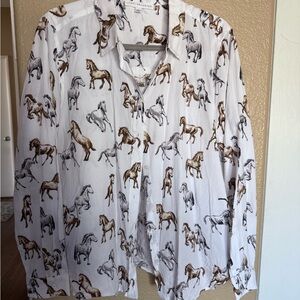 Jane and Delancey White Horse Print Blouse